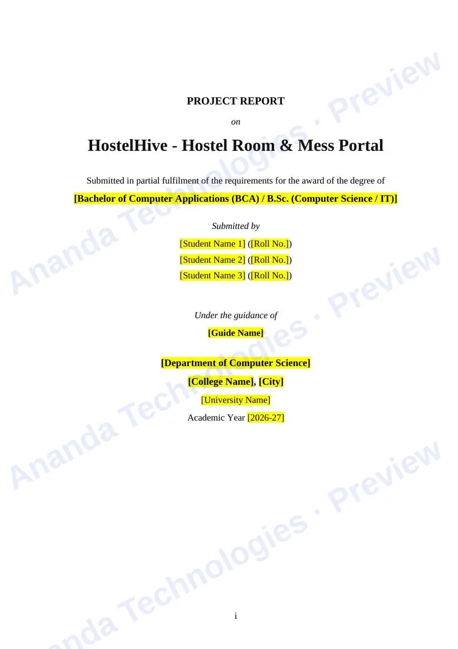 HostelHive report — page 1