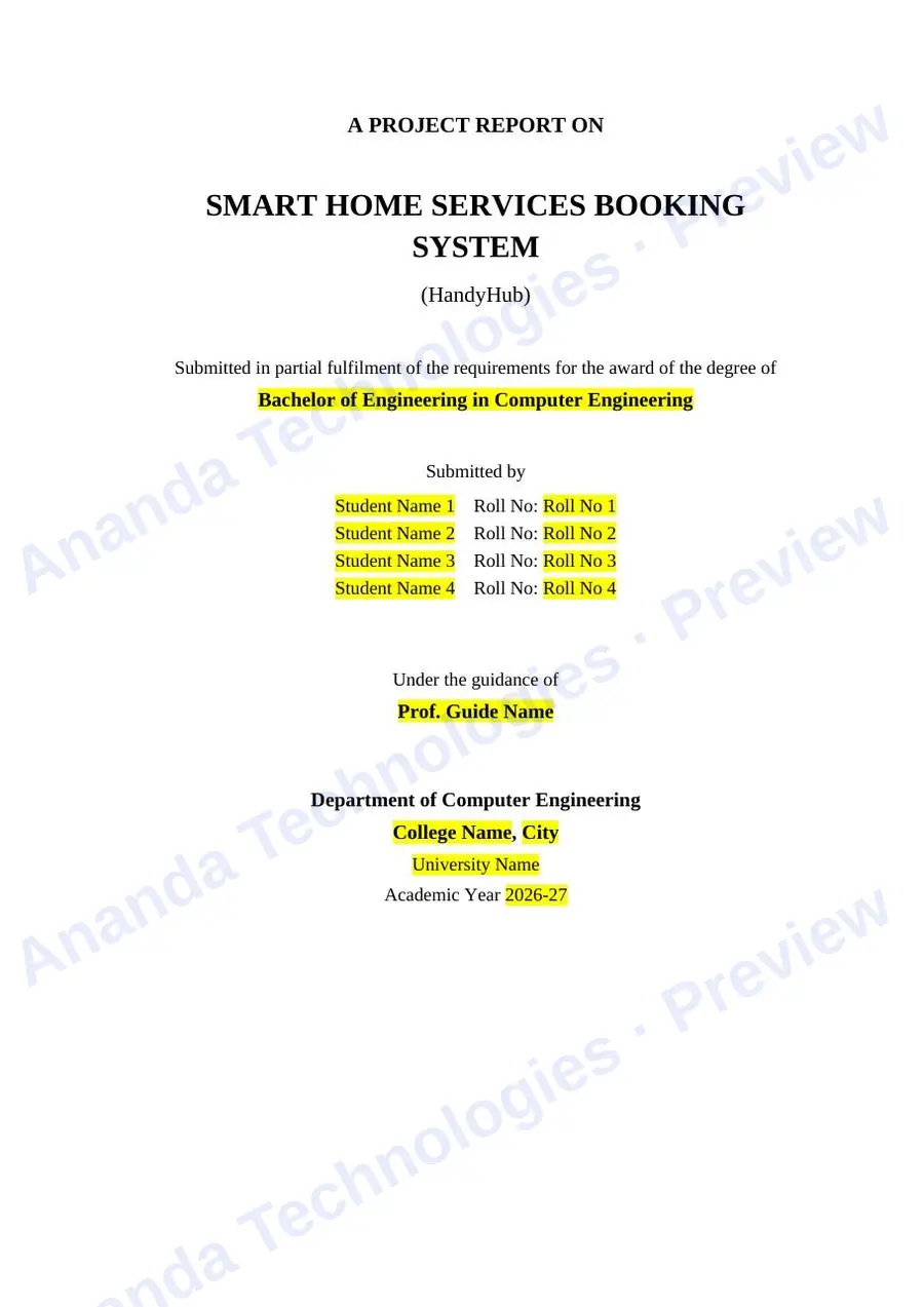 Smart Home Services Booking System report — page 1