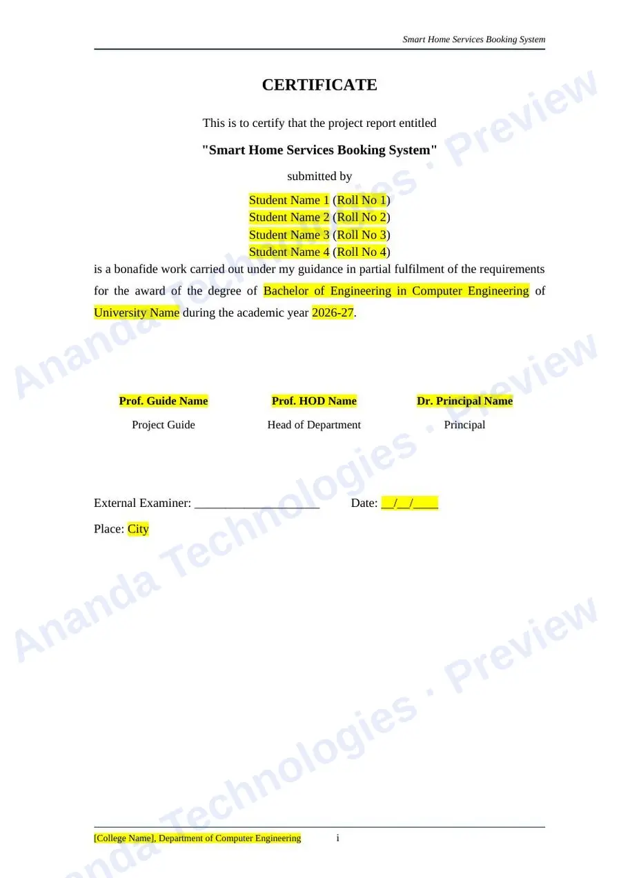 Smart Home Services Booking System report — page 2