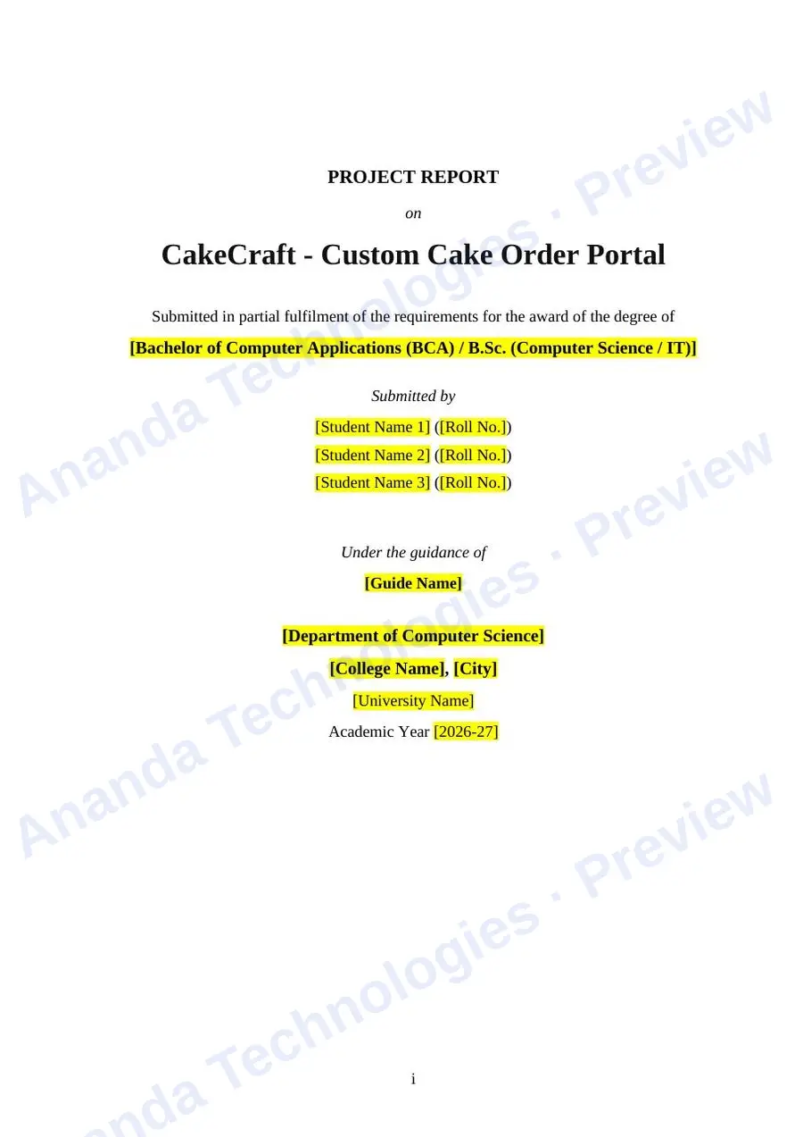 CakeCraft report — page 1