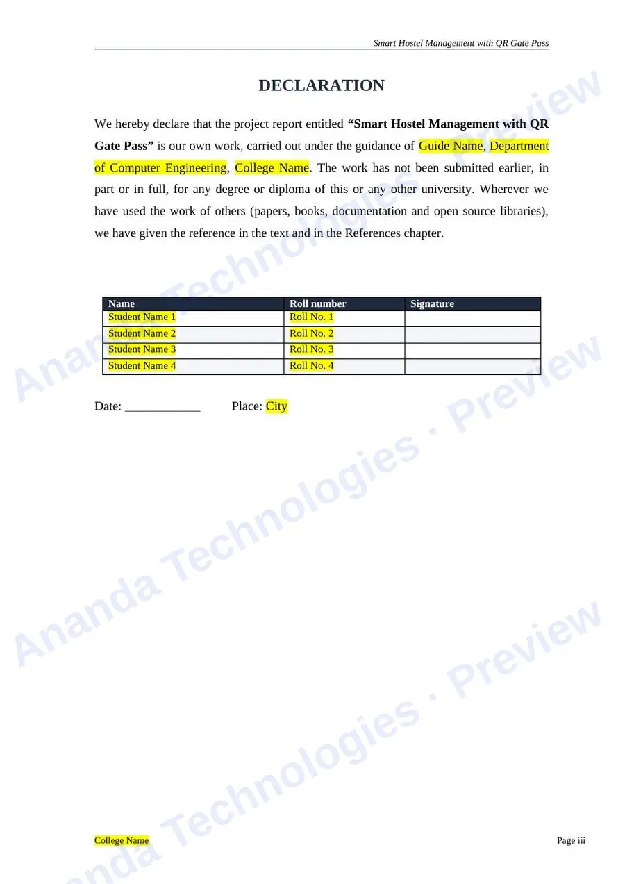 Smart Hostel CareTaking  with QR Gate… report — page 3