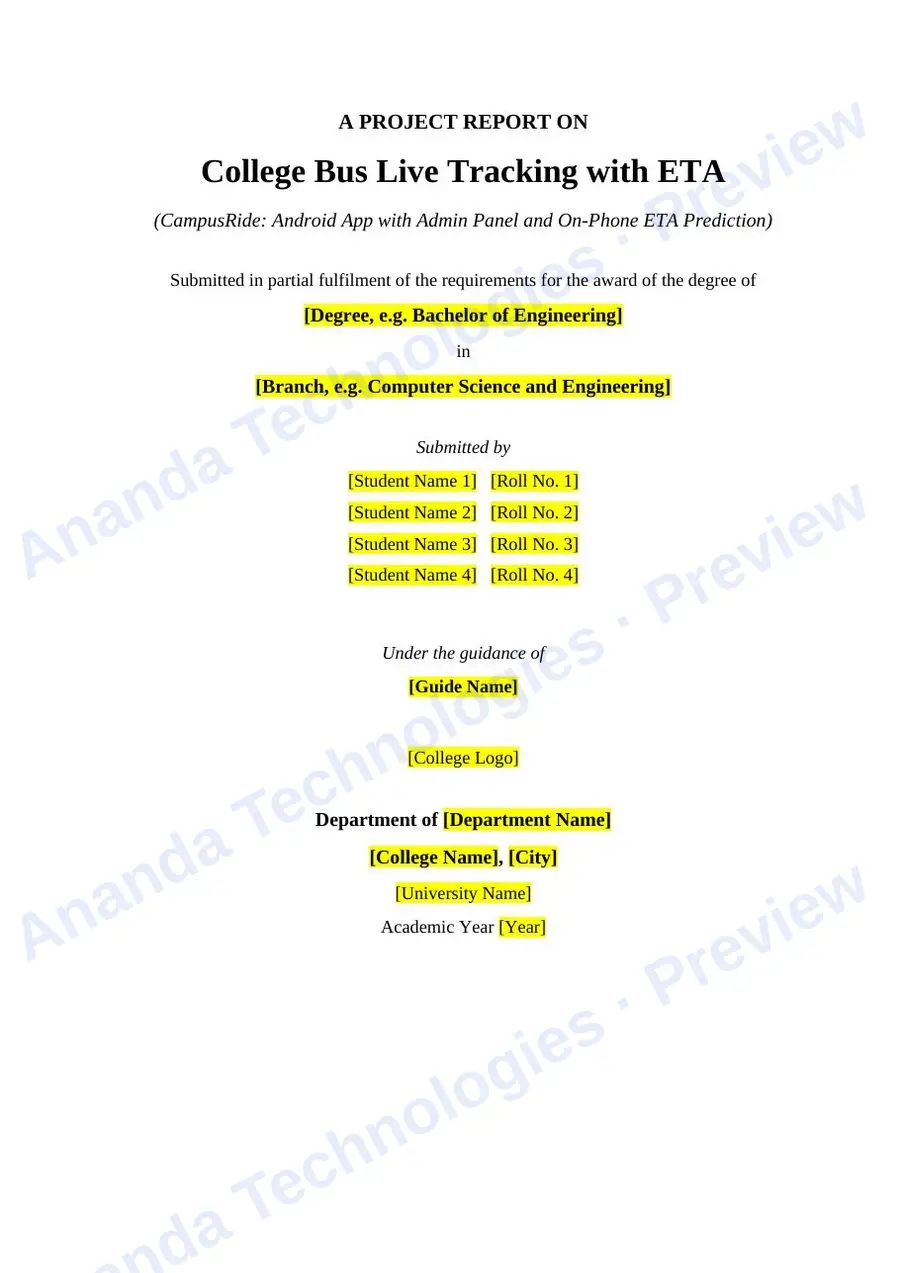 College Bus Live Tracking with ETA report — page 1