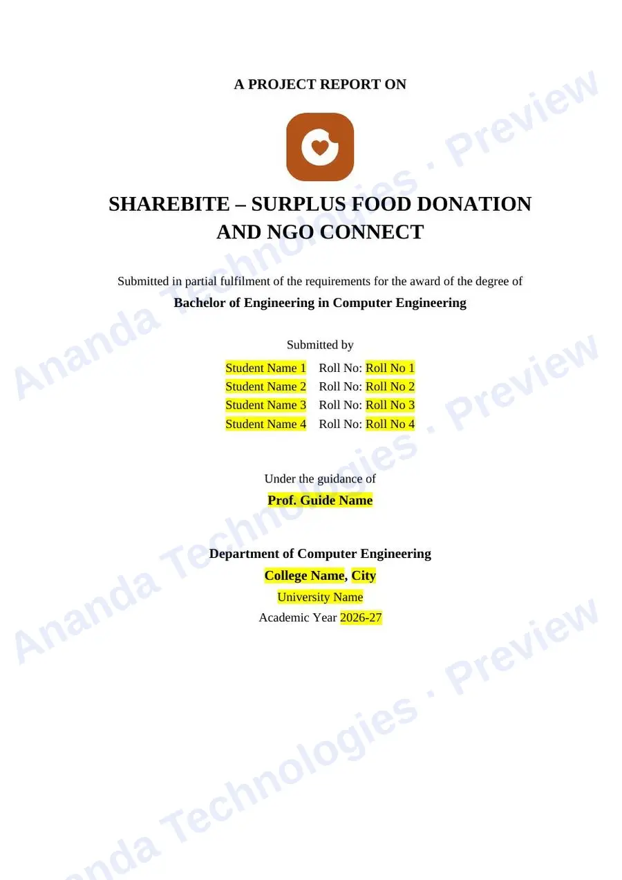 Surplus Food Donation and NGO Connect report — page 1