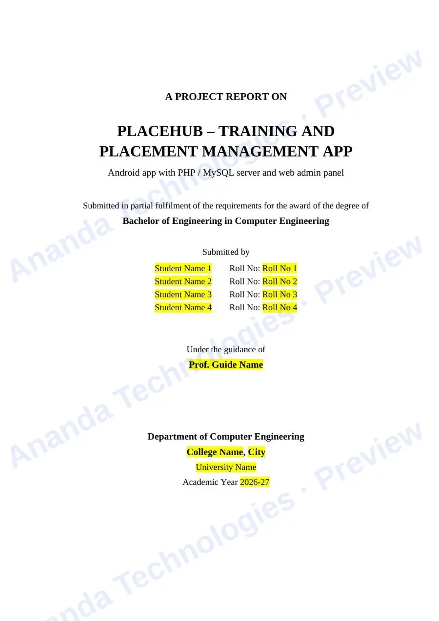 Training and Placement Cell App report — page 1