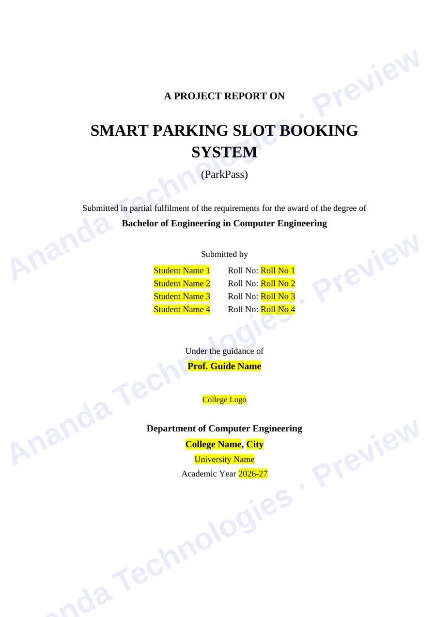 Smart Parking Slot Booking System report — page 1