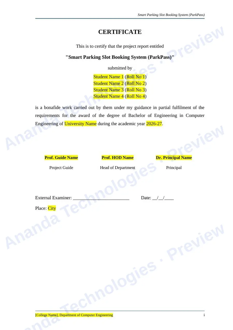 Smart Parking Slot Booking System report — page 2