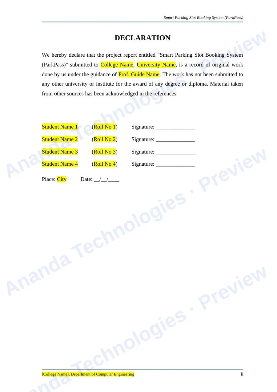 Smart Parking Slot Booking System report — page 3