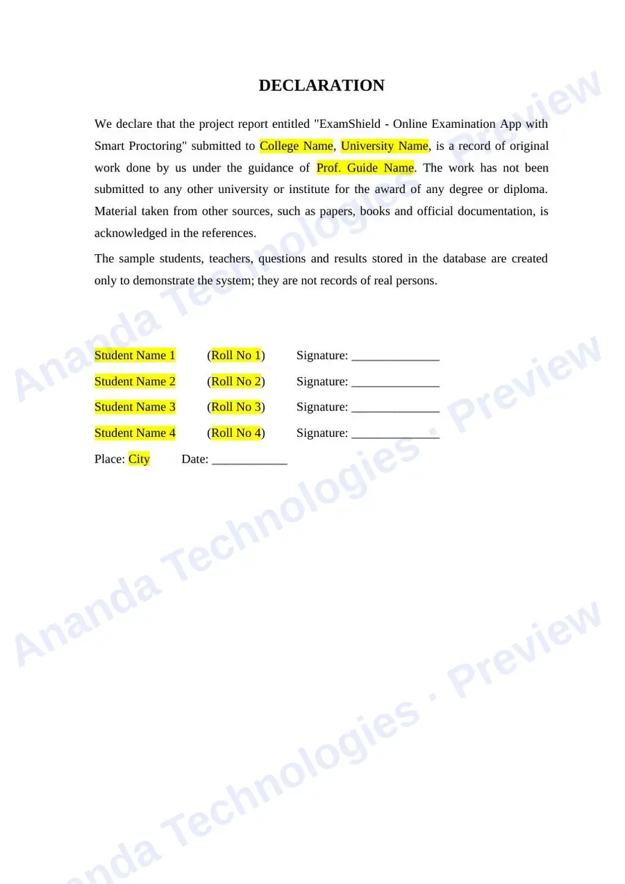 Online Examination App with Smart… report — page 3