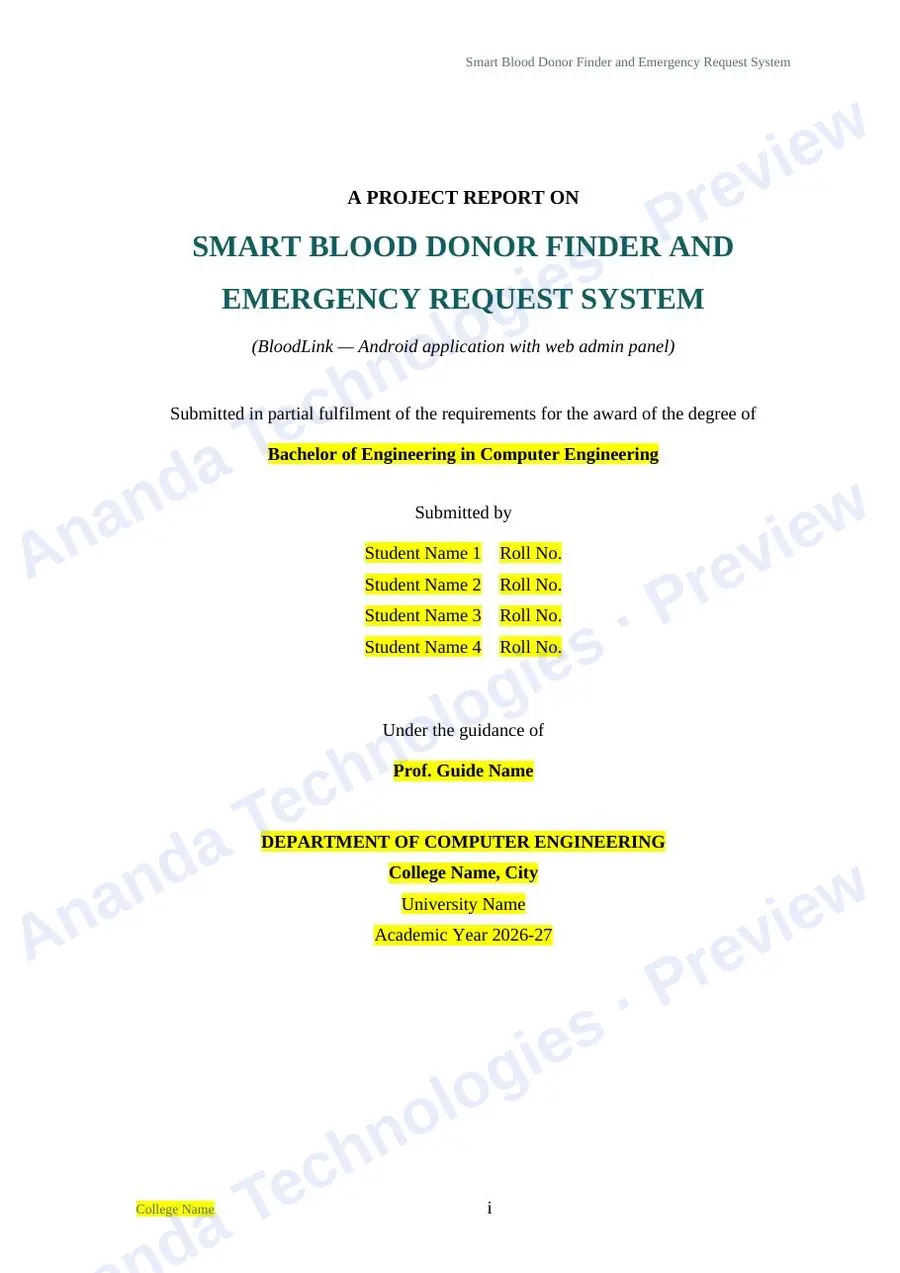 Smart Blood Donor Finder and Emergency… report — page 1