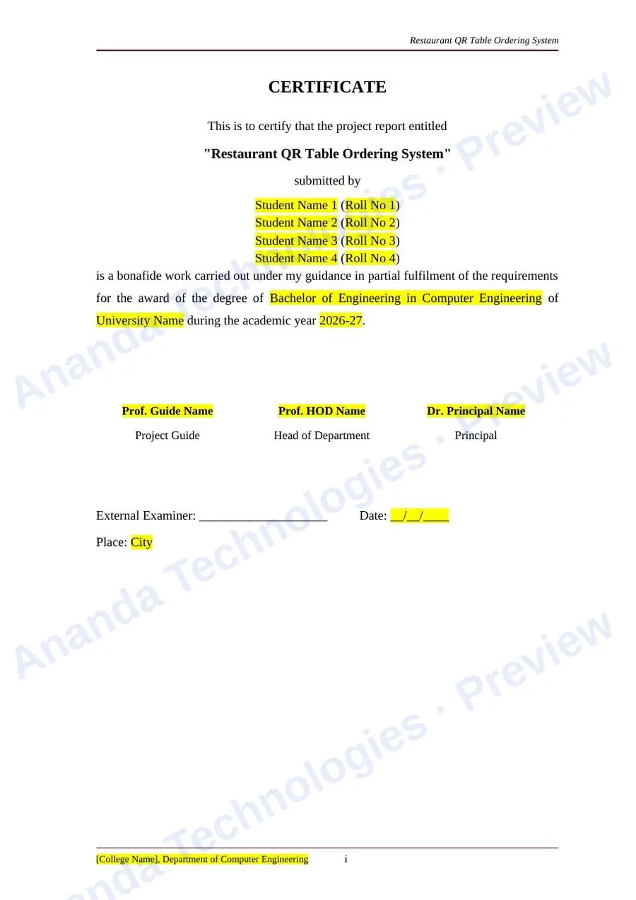 Restaurant QR Table Ordering System report — page 2