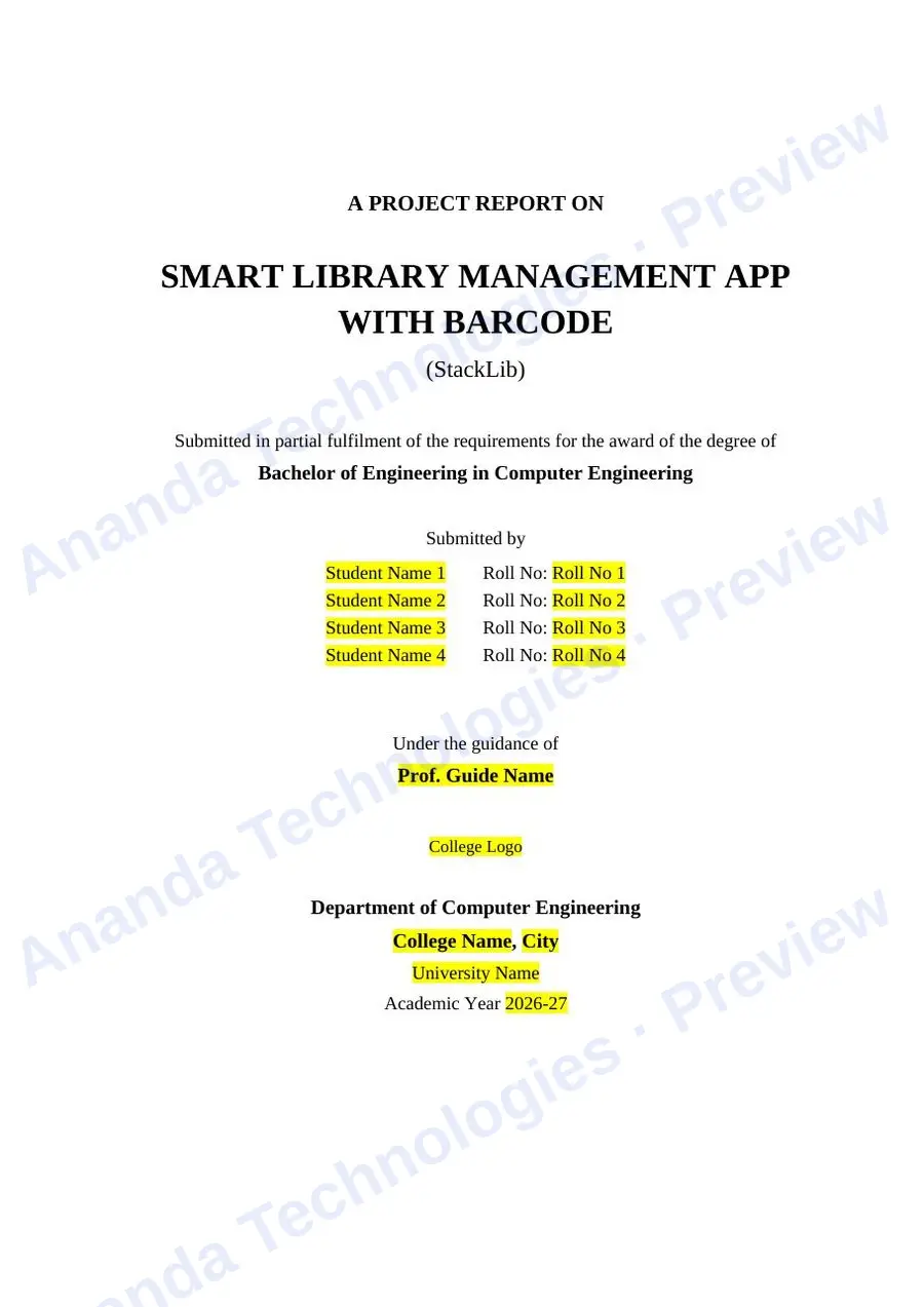 Smart Library Android App with Barcode report — page 1