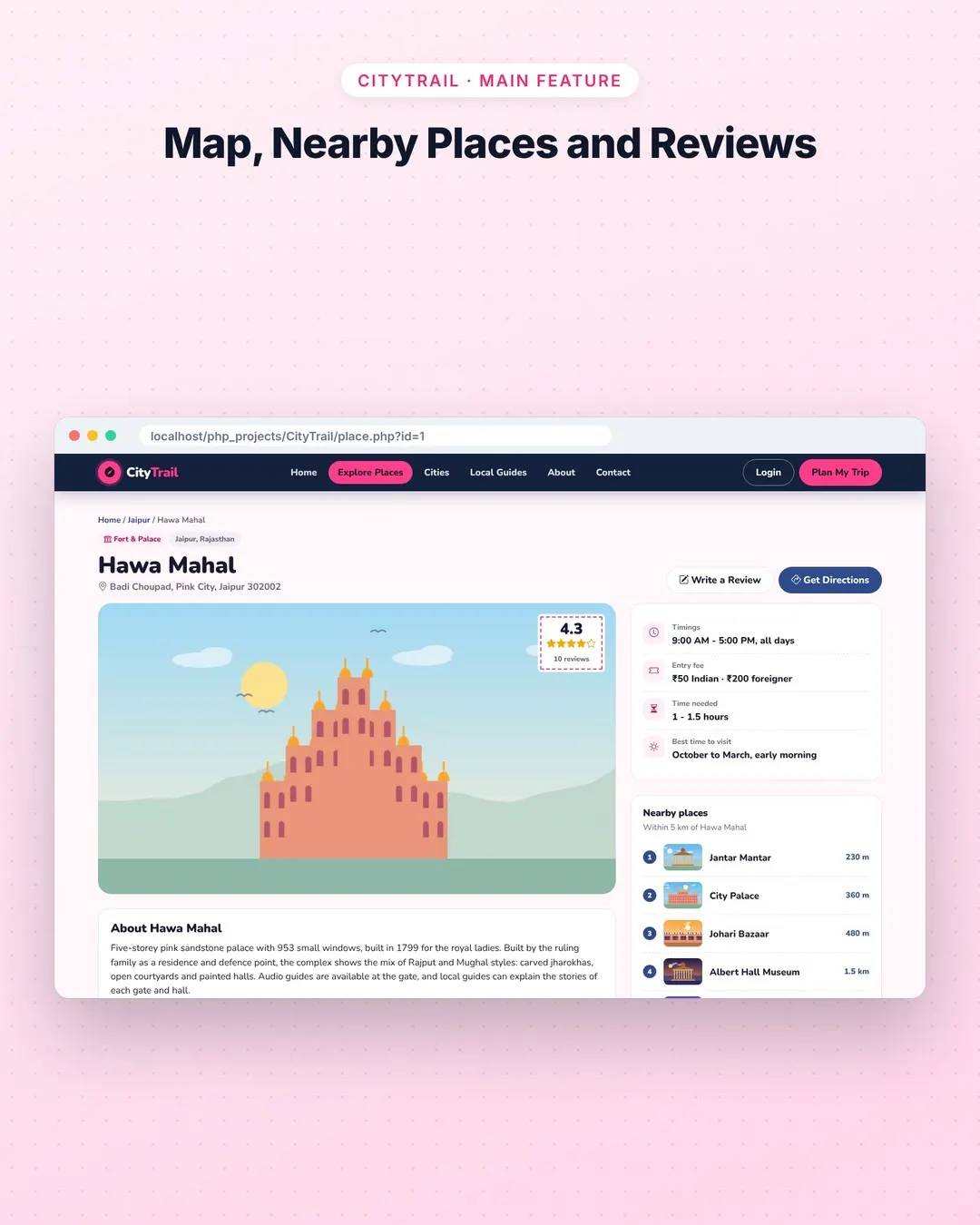 City Tourist Guide PHP Project screenshot 2