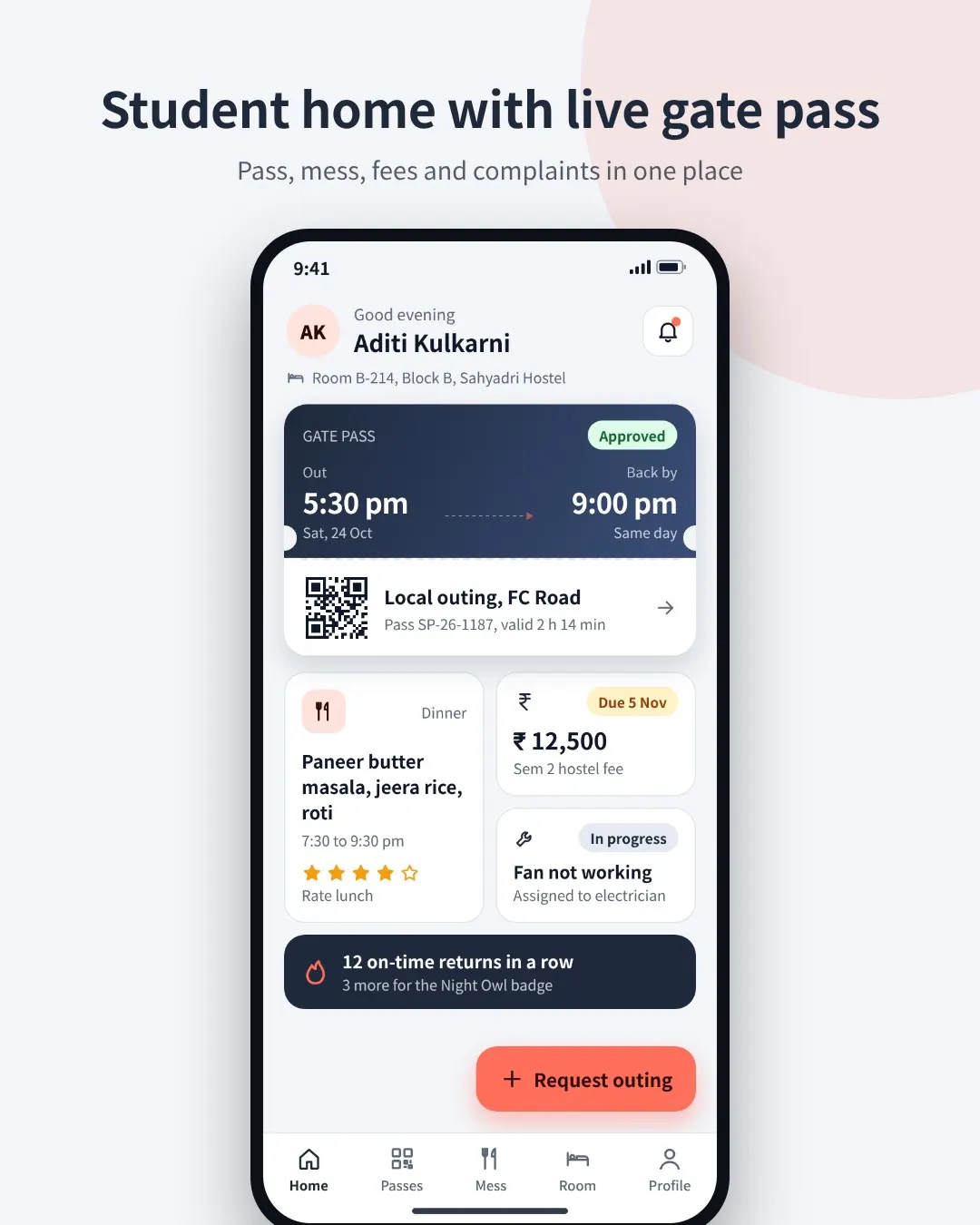 Smart Hostel CareTaking  with QR Gate… screenshot 1